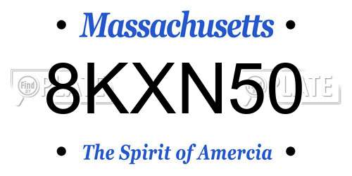 8KXN50 Massachusetts License Plate