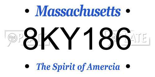 8KY186 Massachusetts License Plate