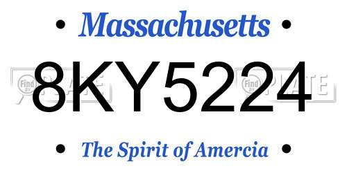 8KY5224 Massachusetts License Plate
