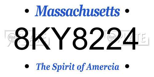 8KY8224 Massachusetts License Plate