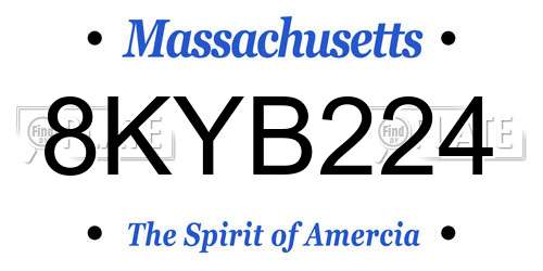 8KYB224 Massachusetts License Plate