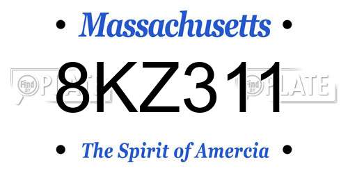 8KZ311 Massachusetts License Plate