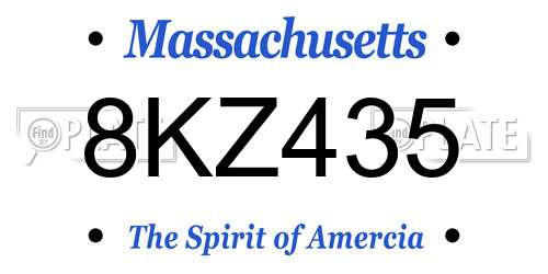 8KZ435 Massachusetts License Plate