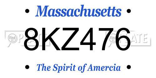8KZ476 Massachusetts License Plate
