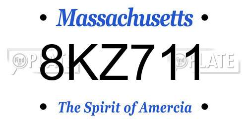 8KZ711 Massachusetts License Plate