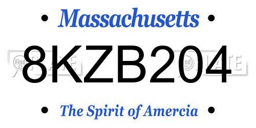 8KZB204 Massachusetts License Plate