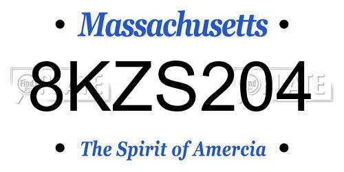8KZS204 Massachusetts License Plate