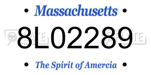 8L02289 Massachusetts License Plate