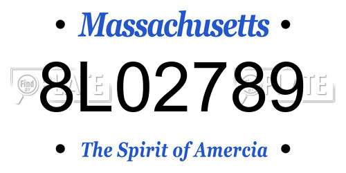 8L02789 Massachusetts License Plate