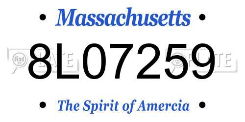 8L07259 Massachusetts License Plate