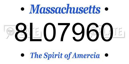 8L07960 Massachusetts License Plate