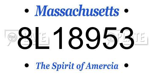 8L18953 Massachusetts License Plate