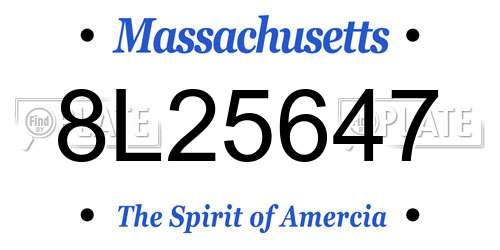 8L25647 Massachusetts License Plate