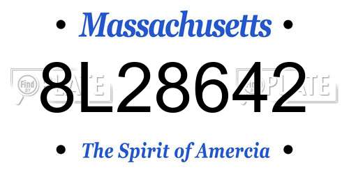 8L28642 Massachusetts License Plate