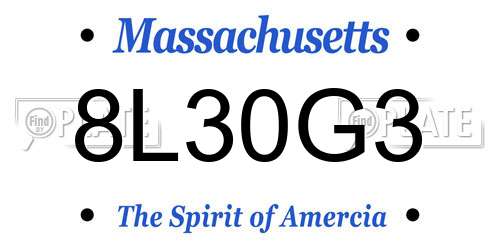 8L30G3 Massachusetts License Plate