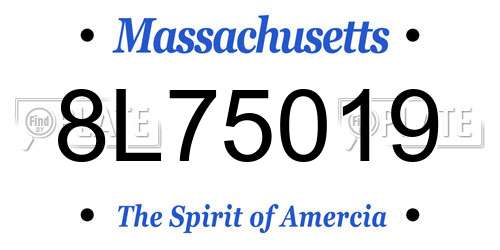 8L75019 Massachusetts License Plate