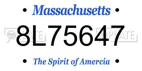 8L75647 Massachusetts License Plate
