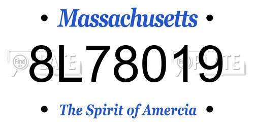 8L78019 Massachusetts License Plate