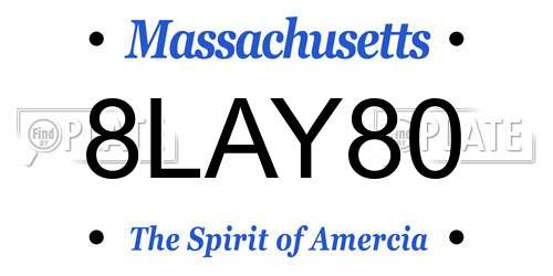 8LAY80 Massachusetts License Plate