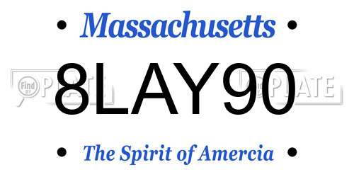 8LAY90 Massachusetts License Plate