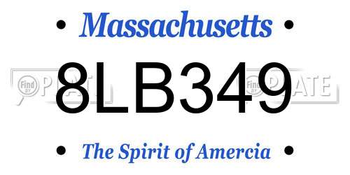 8LB349 Massachusetts License Plate