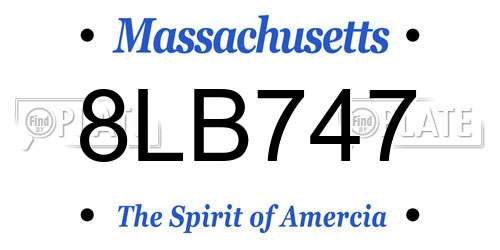 8LB747 Massachusetts License Plate