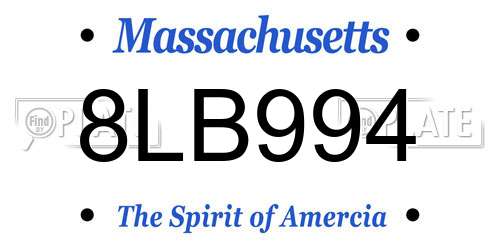 8LB994 Massachusetts License Plate