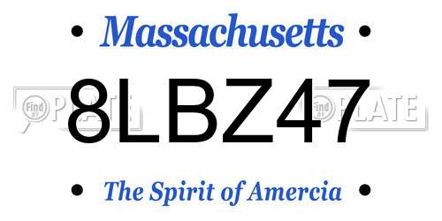 8LBZ47 Massachusetts License Plate