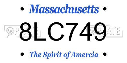 8LC749 Massachusetts License Plate