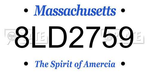 8LD2759 Massachusetts License Plate
