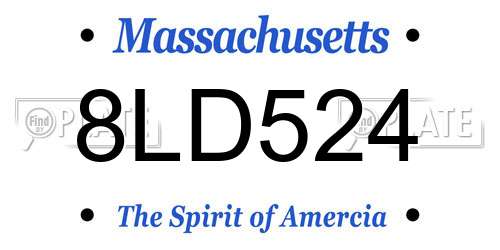 8LD524 Massachusetts License Plate