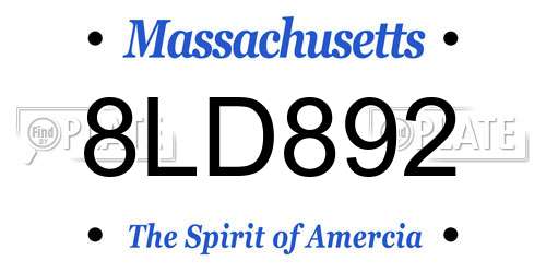 8LD892 Massachusetts License Plate