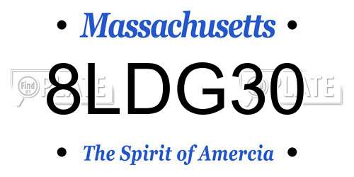 8LDG30 Massachusetts License Plate