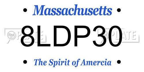 8LDP30 Massachusetts License Plate