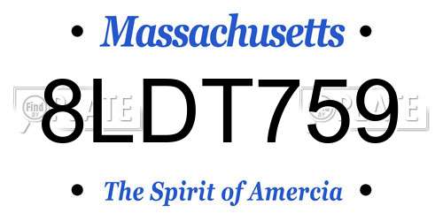 8LDT759 Massachusetts License Plate