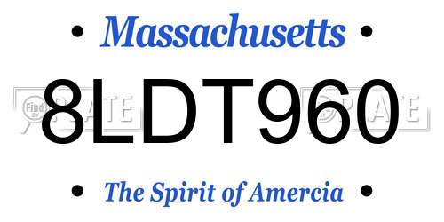 8LDT960 Massachusetts License Plate
