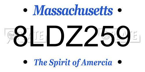 8LDZ259 Massachusetts License Plate