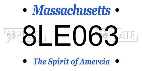 8LE063 Massachusetts License Plate
