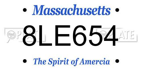 8LE654 Massachusetts License Plate