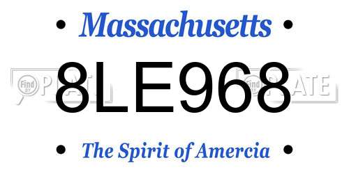 8LE968 Massachusetts License Plate