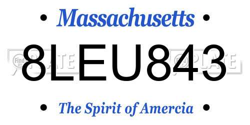 8LEU843 Massachusetts License Plate