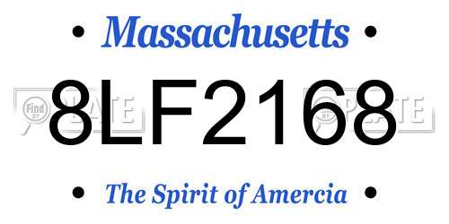 8LF2168 Massachusetts License Plate