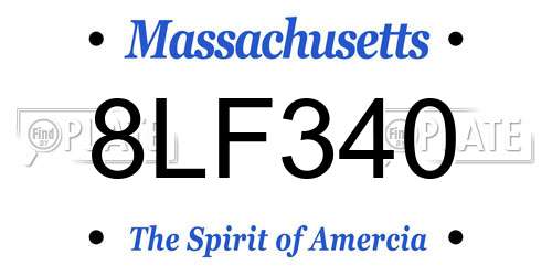 8LF340 Massachusetts License Plate