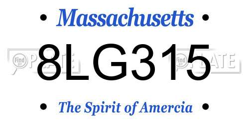 8LG315 Massachusetts License Plate