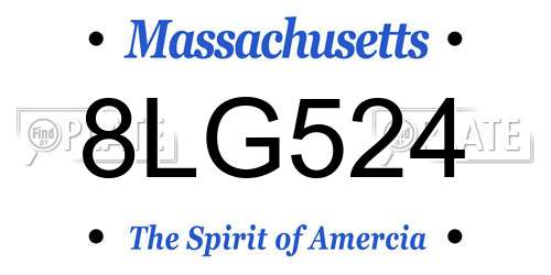 8LG524 Massachusetts License Plate