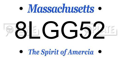 8LGG52 Massachusetts License Plate
