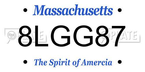 8LGG87 Massachusetts License Plate