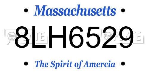 8LH6529 Massachusetts License Plate
