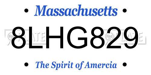 8LHG829 Massachusetts License Plate