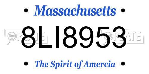 8LI8953 Massachusetts License Plate